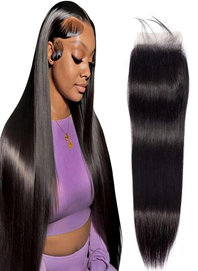 XSY 5x5 hd lace closure Straight frontal hd lace Brazilian Human Hair Ultra-thin Invisible HD Lace Closure Pre Plucked with Baby Hair Natural Black Color 12 Inch - Image 1
